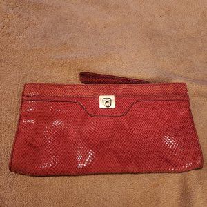 Banana Republic Salmon Snakeskin Embossed Clutch